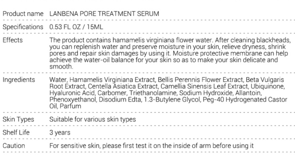 Lanbena open pores treatment