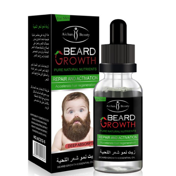 beard growth oil bottle