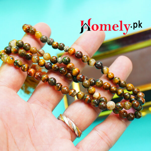 Tiger Aqeeq Stone Tasbeeh 100 Small Beads With Box - Image 2