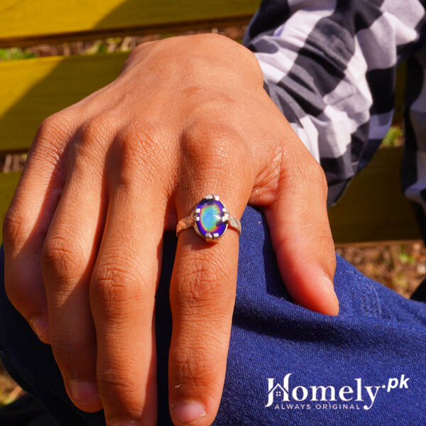 Color changing Stone khalis chandi ring for men