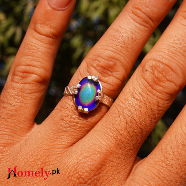 Color changing Stone khalis chandi ring for men