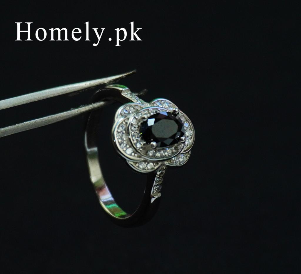 Black Rose Silver Ring ( Pure Chandi ) Homely.pk