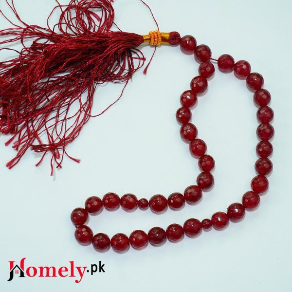 red jade stone tasbeeh