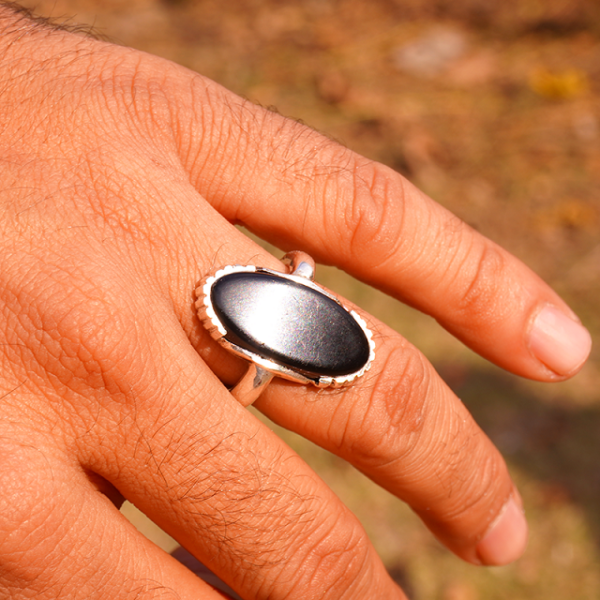 Black ring silver for hand image 5