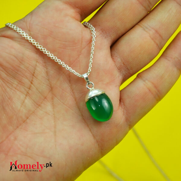 Green agate silver locket