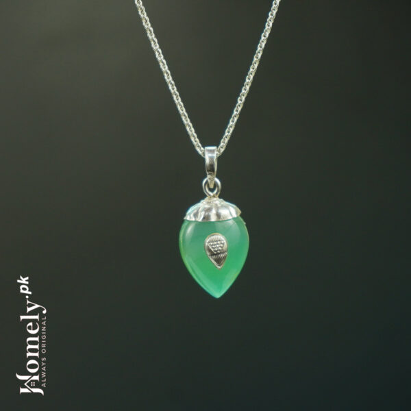 Green Agate With Chandi Cap Without Chain