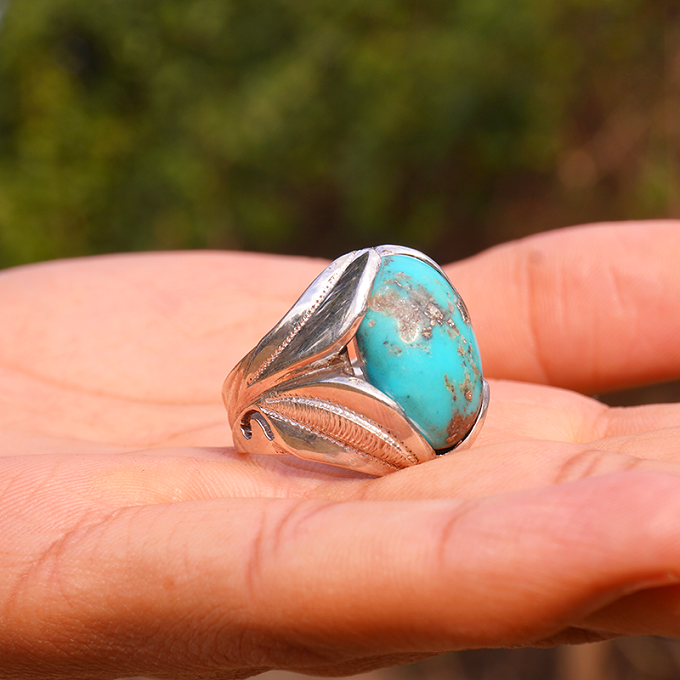 Natural Feroza Ring Feroza Band old Turquoise Rings Womens Jewellery Silver  ring | eBay