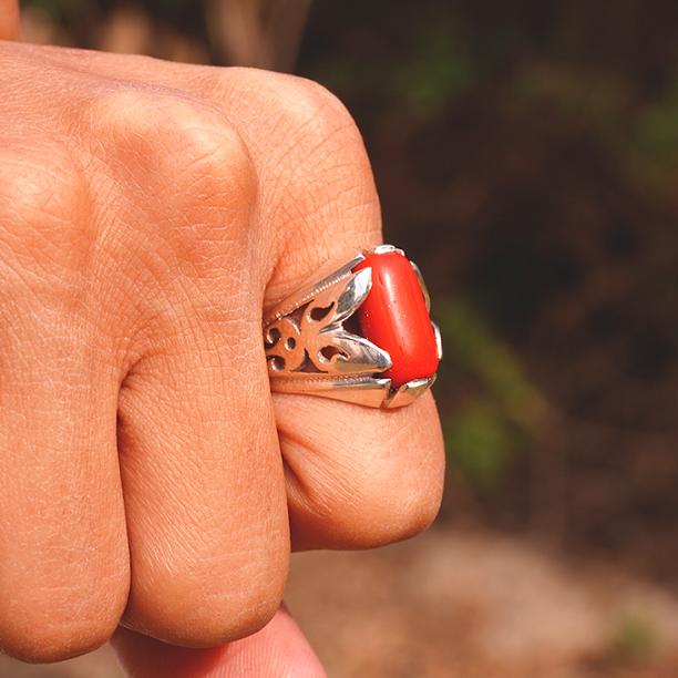 Elegant Masculinity: Real Aqeeq Turkish Silver (Chandi) Ring for Men