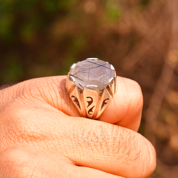 silver muh e najaf ring for man in hand fingure image 4