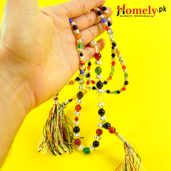 Galaxy Tasbih Designed With Chandi and Mix Aqeeq Beads - Image 9