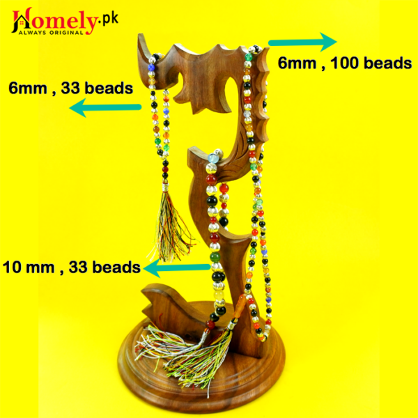 Galaxy Tasbih Designed With Chandi and Mix Aqeeq Beads - Image 2