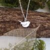 Robin bird locket sterling silver