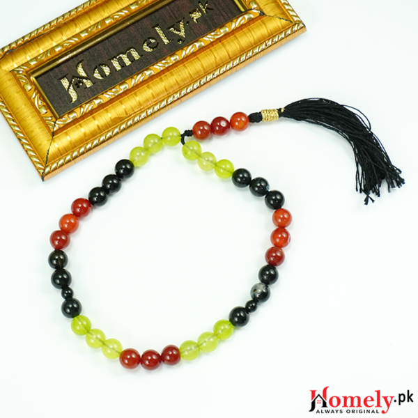 Yaqoot black and green aqeeq stone tasbeeh image 1