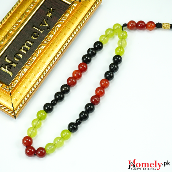Yaqoot black and green aqeeq stone tasbeeh image 2