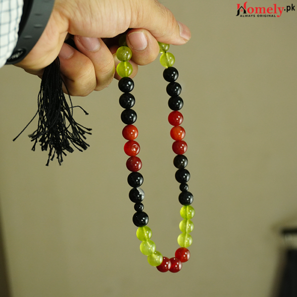 Yaqoot black and green aqeeq stone tasbeeh image 6