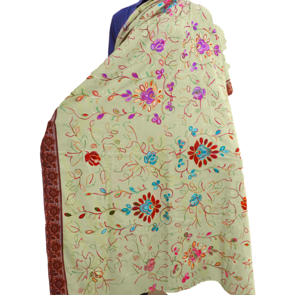 Light Brown Floral Wool Winter Shawl for Women